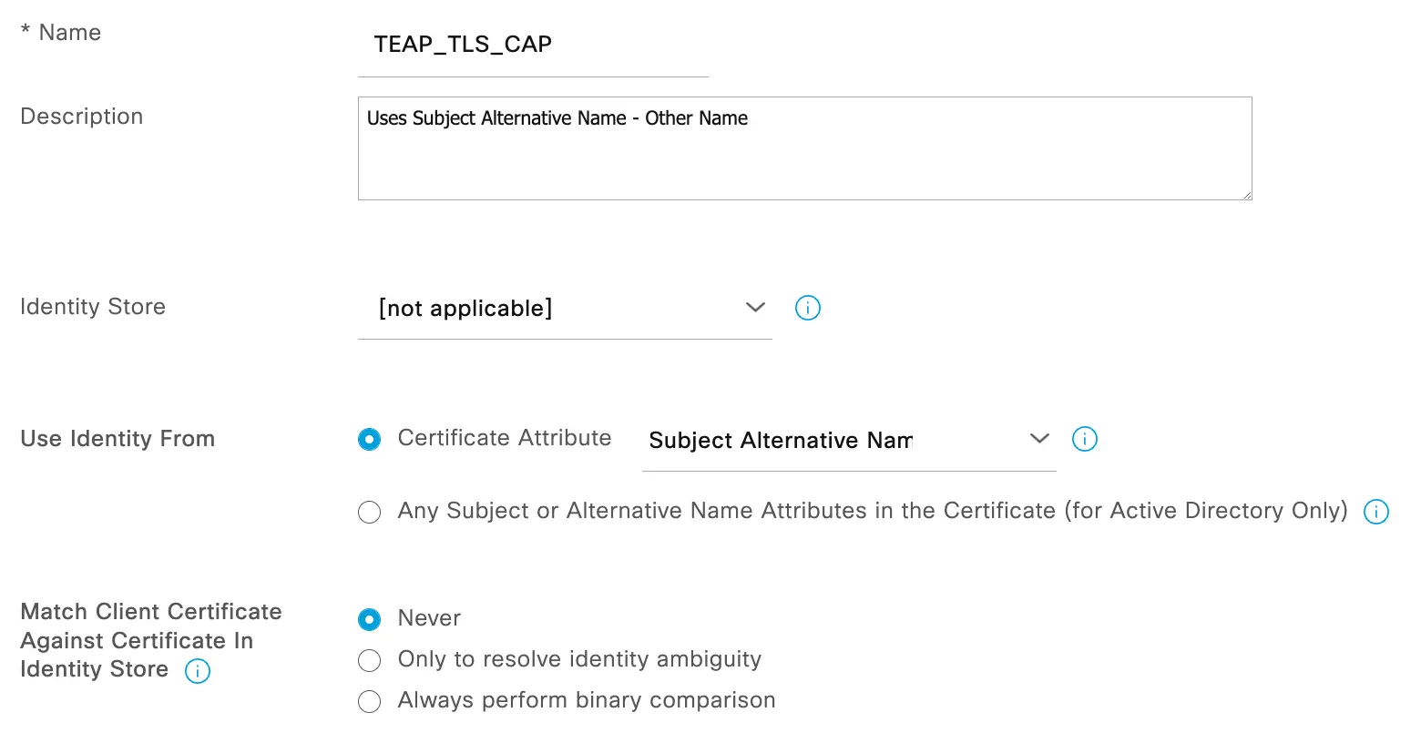 TEAP Certificate Authentication Profile