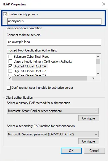 Windows Client TEAP Identity Privacy