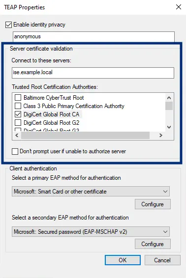 Windows Client TEAP Server Certificate Validation